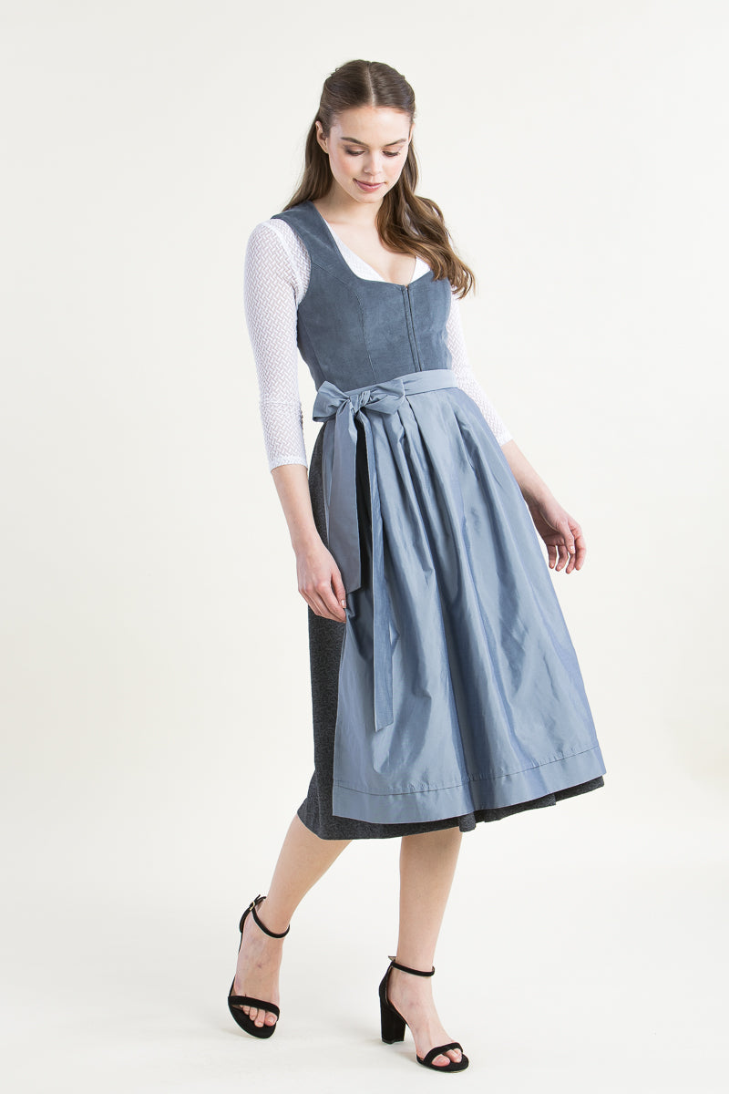 Heimatglück Dirndl Anneliese rauchblau Detail Mieder | Heimatglück Dirndl Anneliese smoke blue bodice detail