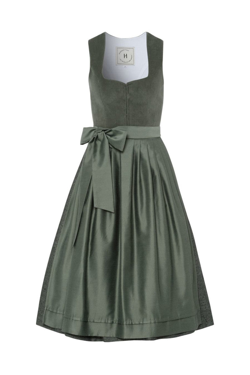 Heimatglück Cord-Dirndl Anneliese salbei Rückansicht | Heimatglück corduroy dirndl Anneliese sage back view