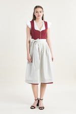 Heimatglück Leinendirndl Vivienne rot Detail Mieder | Heimatglück linen dirndl Vivienne red bodice detail