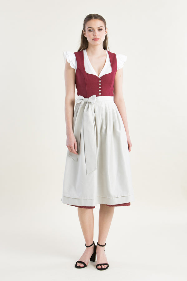 Heimatglück Leinendirndl Vivienne rot Detail Mieder | Heimatglück linen dirndl Vivienne red bodice detail