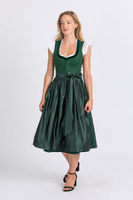Heimatglück Leinendirndl Tamara tanne Vorderansicht | Heimatglück linen dirndl Tamara fir green front view