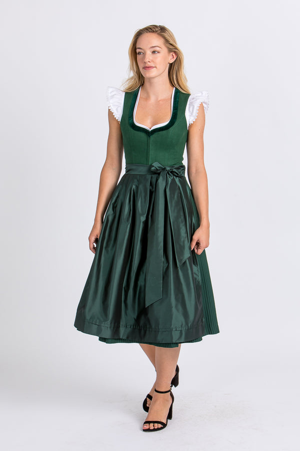 Heimatglück Leinendirndl Tamara tanne Vorderansicht | Heimatglück linen dirndl Tamara fir green front view