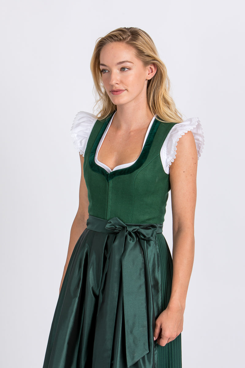 Heimatglück Leinendirndl Tamara tanne Detail Rock | Heimatglück linen dirndl Tamara fir green skirt detail