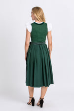 Heimatglück Leinendirndl Tamara tanne Rückansicht | Heimatglück linen dirndl Tamara fir green back view