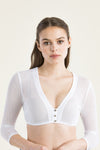 Heimatglück Dirndlbluse Fanny weiß Rückansicht | Heimatglück dirndl blouse Fanny white back view