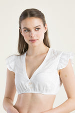 Heimatglück Dirndlbluse Greta Flügelarm weiß Rückansicht | Heimatglück Dirndl Blouse Greta wing sleeve white back view
