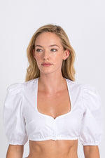 Heimatglück Dirndlbluse Heidi weiß Rückansicht | Heimatglück dirndl blouse Heidi white back view