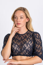 Heimatglück Dirndlbluse Stella blau Rückansicht | Heimatglück Dirndl Blouse Stella blue back view