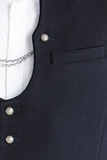 Heimatglück Trachtenweste Adrian marine Knopfleiste | Heimatglück traditional vest Adrian navy buttons detail