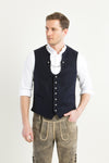 Heimatglück Trachtenweste Adrian marine Detail | Heimatglück traditional vest Adrian navy detail