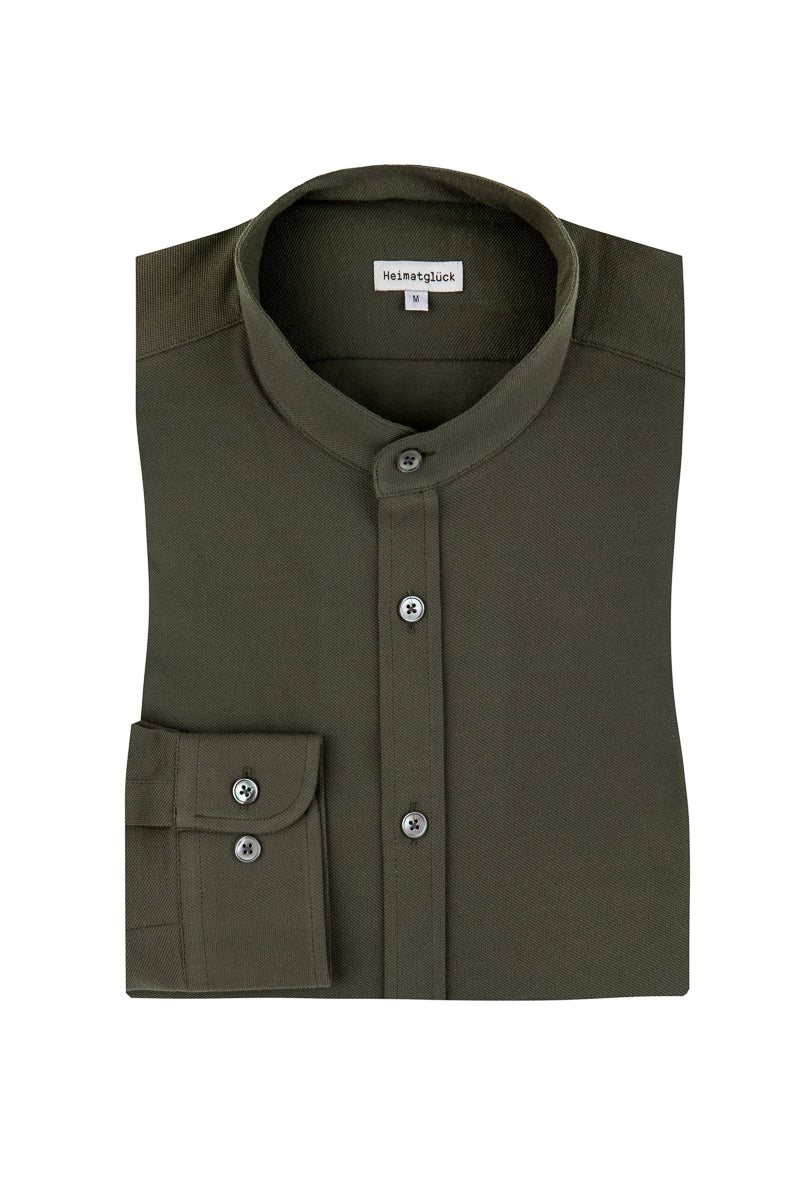 Heimatglück Trachtenhemd Luis oliv Vorderansicht | Heimatglück Trachten Shirt Luis olive front view