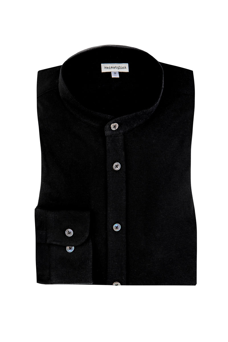Heimatglück Trachtenhemd Luis schwarz Vorderansicht | Heimatglück Trachten Shirt Luis black front view