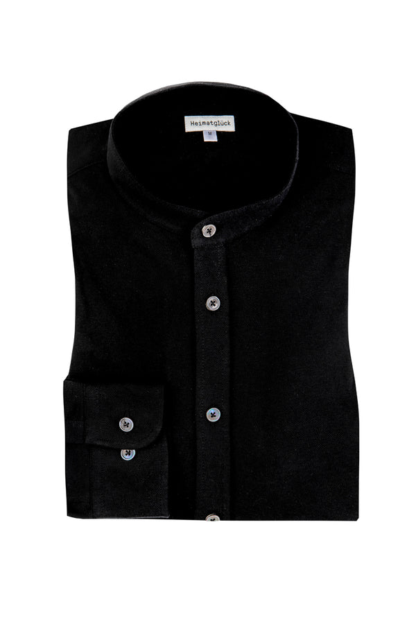 Heimatglück Trachtenhemd Luis schwarz Vorderansicht | Heimatglück Trachten Shirt Luis black front view