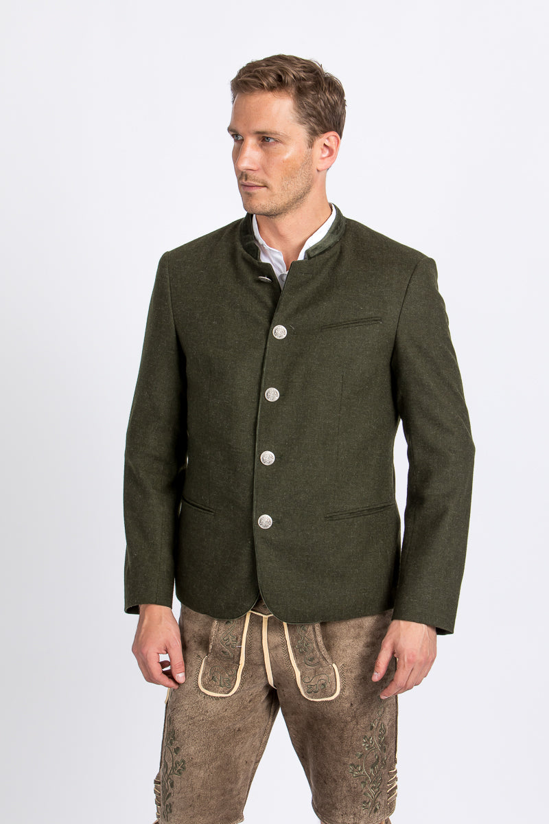 Heimatglück Trachtenjanker Josef dunkelgrün Detail | Heimatglück traditional jacket Josef dark green detail