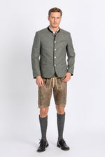 Heimatglück Trachtenjanker Josef grau/oliv Getragen | Heimatglück traditional jacket Josef grey/olive worn
