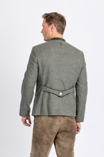 Heimatglück Trachtenjanker Josef grau/oliv Detail | Heimatglück traditional jacket Josef grey/olive detail