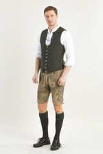 Heimatglück Miesbacher Weste Maximilian oliv Vorderansicht | Heimatglueck Miesbacher vest Maximilian olive front view