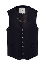 Heimatglück Trachtenweste Adrian marine Vorderansicht | Heimatglück traditional vest Adrian navy front view