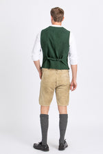 Heimatglück Trachtenweste Adrian tanne Rückansicht | Heimatglück traditional vest Adrian fir green back view