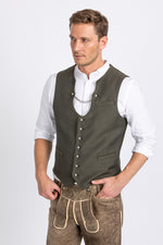 Heimatglück Miesbacher Trachtenweste Anton olivgrün Detail | Heimatglück vest Anton olive green detail
