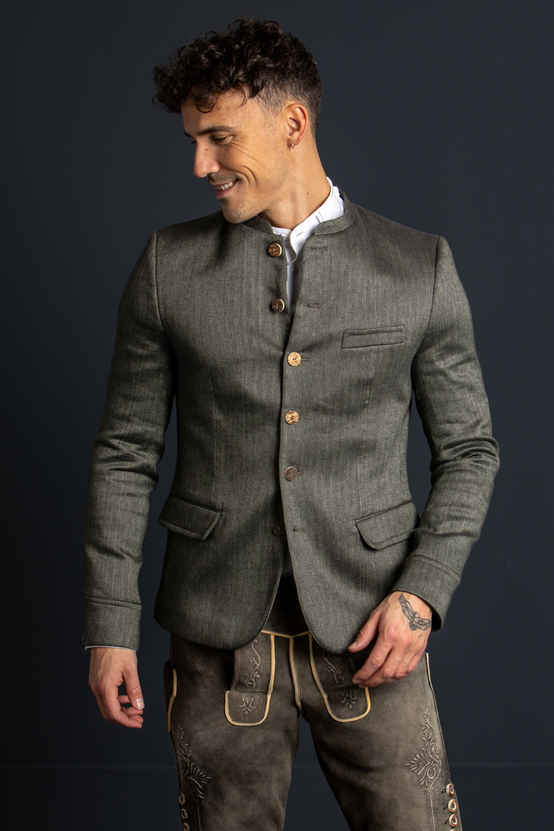 Gottseidank Leinenjanker Helmut Agave Rückansicht | Gottseidank linen jacket Helmut agave green back view