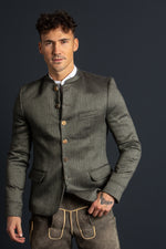 Gottseidank Leinenjanker Helmut Agave Detail | Gottseidank linen jacket Helmut agave green detail