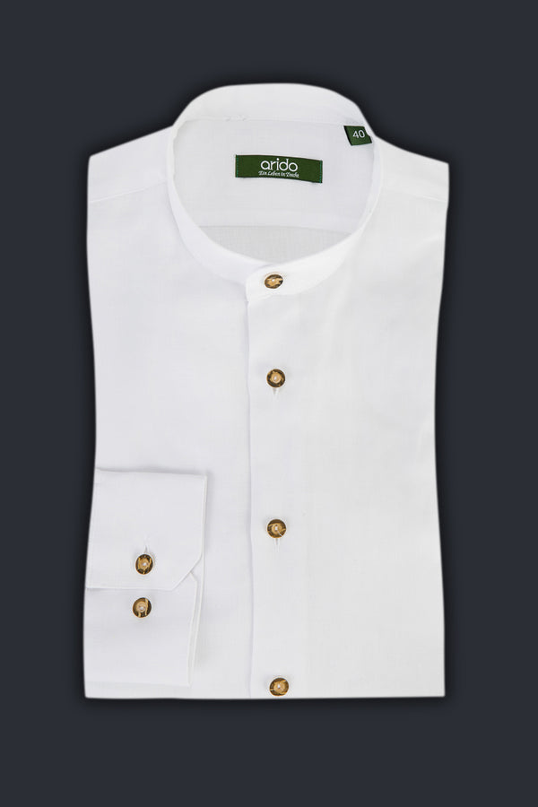 Arido Trachtenhemd weiß Leinen Vorderansicht | Arido Bavarian shirt white linen front view