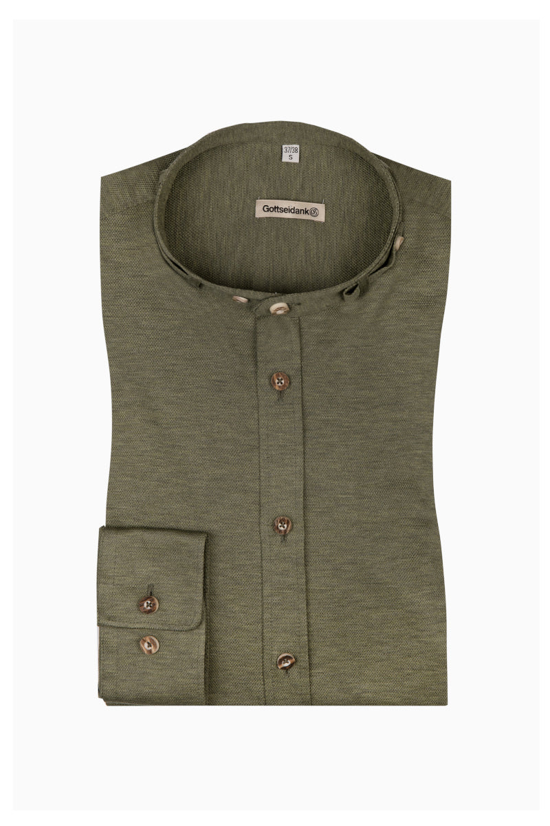 Gottseidank Trachtenhemd Lenz khaki Vorderansicht | Gottseidank Trachten Shirt Lenz khaki front view
