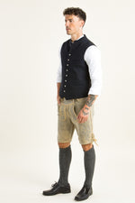 Ostarrichi Hirschlederhose Ludwig granit/silber Detail | Ostarrichi Stag Leather Lederhosen Ludwig Granite Silver detail