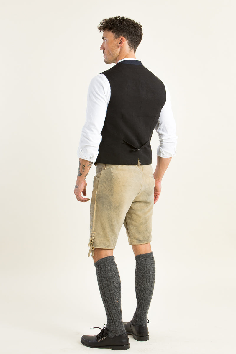 Ostarrichi Hirschlederhose Ludwig granit/silber Detail | Ostarrichi Stag Leather Lederhosen Ludwig Granite Silver detail