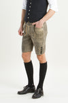 Ledergott Hirschlederhose Luis flanell beige Vorderansicht | Ledergott Stag Leather Lederhosen Luis Flannel Beige front view