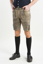 Ledergott Hirschlederhose Luis flanell beige Detail | Ledergott Stag Leather Lederhosen Luis Flannel Beige detail