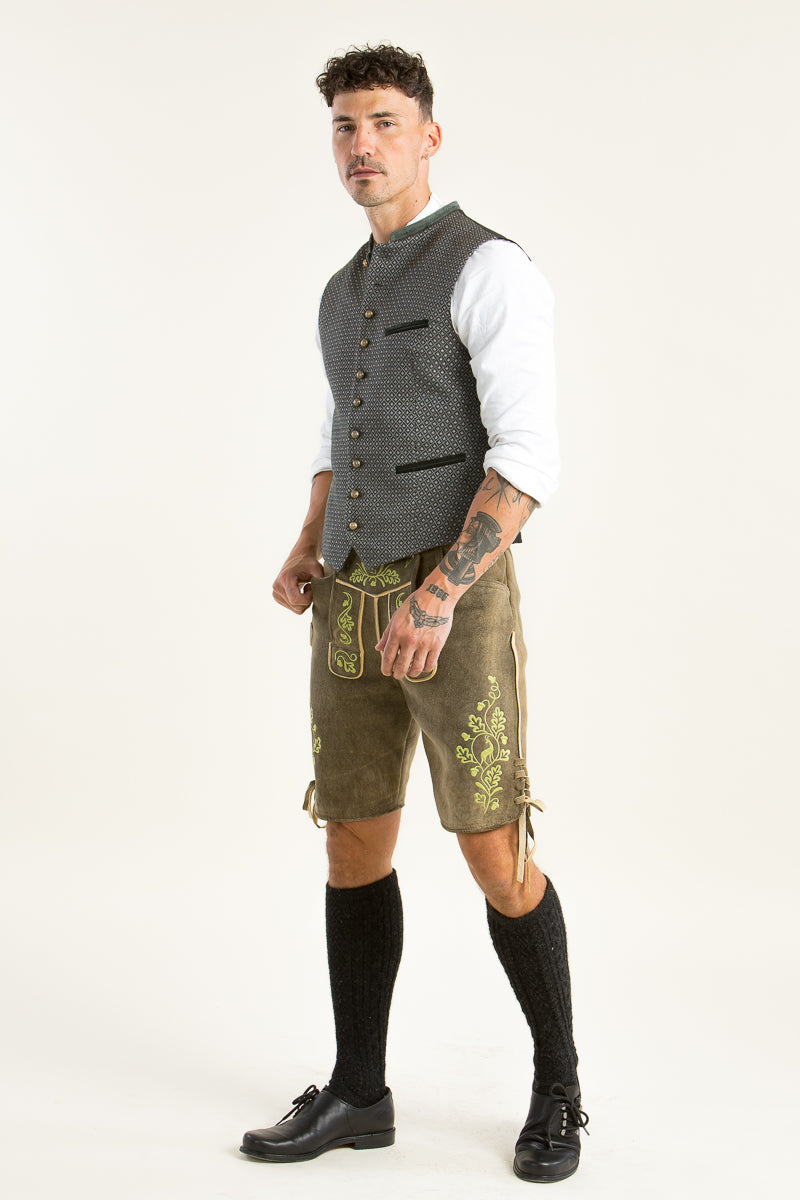 Ostarrichi Hirschlederhose Ludwig antik stein Detail | Ostarrichi Stag Leather Lederhosen Ludwig Antique Stone detail