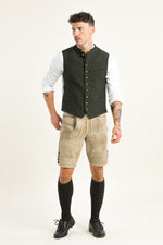 Ostarrichi Hirschlederhose Weissenberg granit/beige Rückansicht | Ostarrichi Deerskin Lederhose Weissenberg granite/beige back view