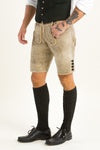 Ostarrichi Hirschlederhose Weissenberg granit/beige Vorderansicht | Ostarrichi Deerskin Lederhose Weissenberg granite/beige front view