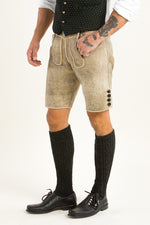 Ostarrichi Hirschlederhose Weissenberg granit/beige Vorderansicht | Ostarrichi Deerskin Lederhose Weissenberg granite/beige front view