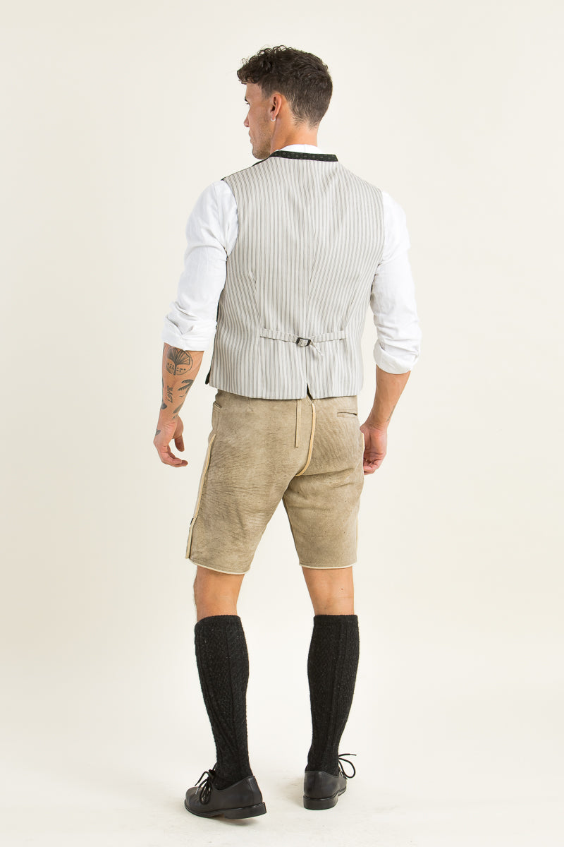 Ostarrichi Hirschlederhose Weissenberg granit/beige Detail | Ostarrichi Deerskin Lederhose Weissenberg granite/beige detail