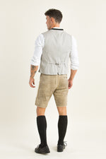 Ostarrichi Hirschlederhose Weissenberg granit/beige Detail | Ostarrichi Deerskin Lederhose Weissenberg granite/beige detail