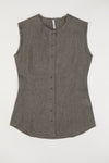 Wallmann Trachtenbluse Leinen ärmellos oliv Vorderansicht | Wallmann Trachtenbluse Linen sleeveless olive front view