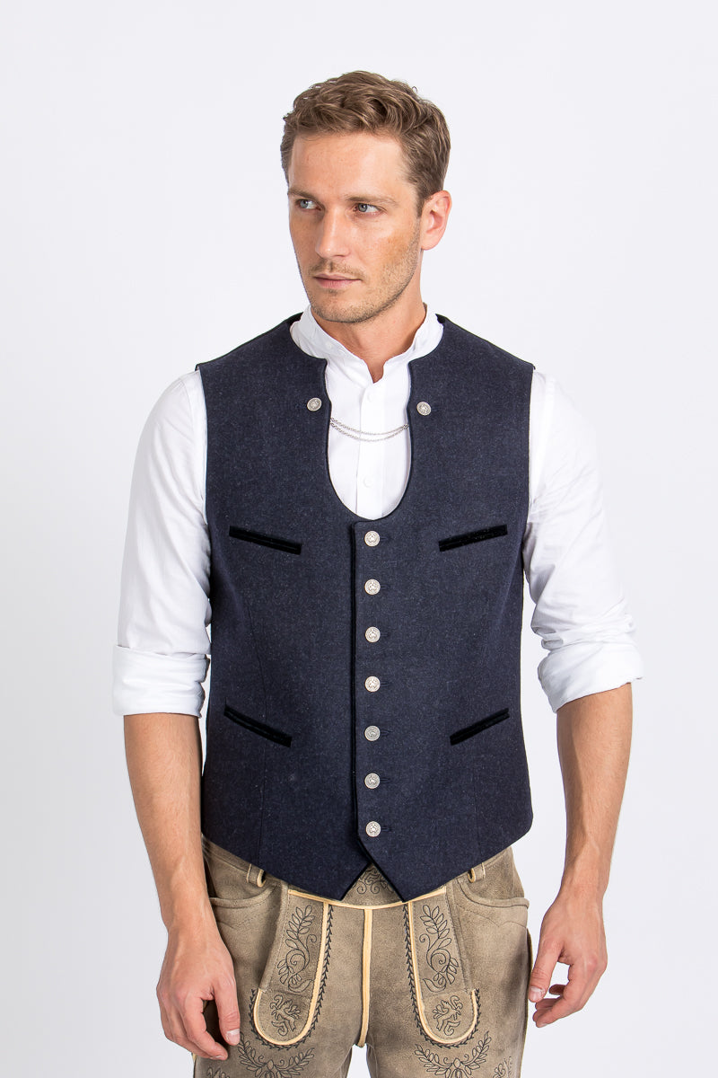 Almliebe Trachtenweste Xare blau Detail | Almliebe Miesbacher waistcoat Xare blue detail