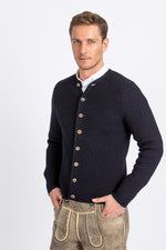 Gottseidank Strickjanker Xaver tintenblau Vorderansicht | Gottseidank knitted janker Xaver ink blue front view