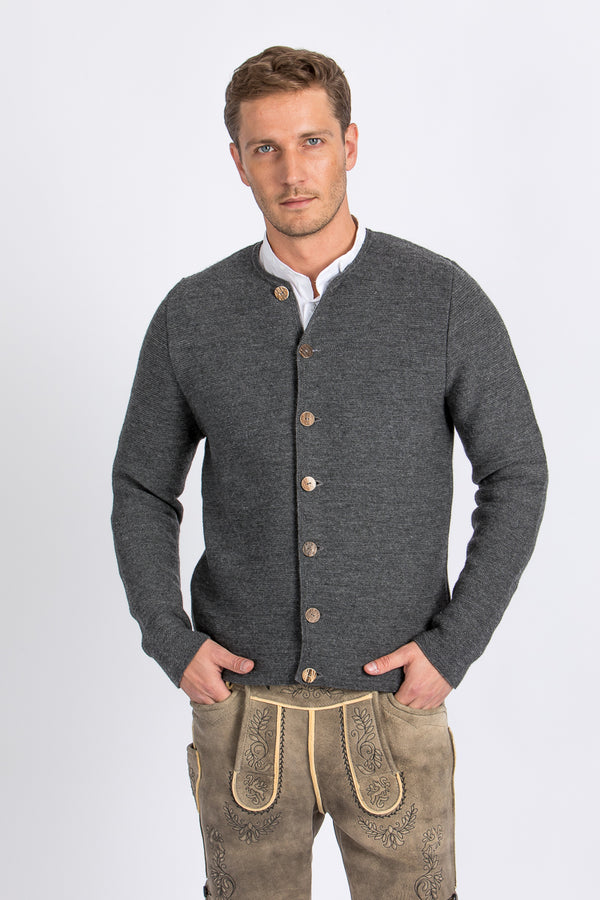 Gottseidank Strickjanker Aloisius asphalt Vorderansicht | Gottseidank Knit Jacket Aloisius asphalt front view