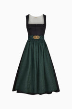 Gottseidank Häckchendirndl Vreni carbonblau Herzrüschen Vorderansicht | Gottseidank Vreni hook dirndl carbon blue heart ruffles front view