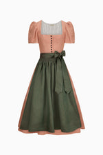 Gottseidank Ärmeldirndl Laura hagebutte oliv Puffärmel Vorderansicht | Gottseidank Laura sleeve dirndl rosehip olive puff sleeves front view