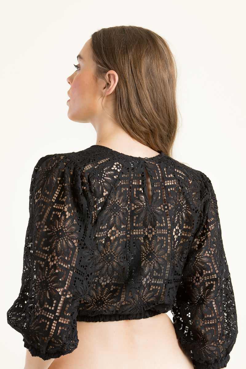 Kinga Mathe Dirndlbluse Oversized schwarz Rückansicht | Kinga Mathe Dirndl Blouse Oversized black back view