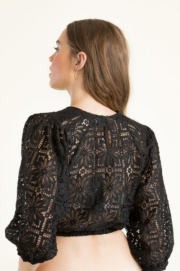 Kinga Mathe Dirndlbluse Oversized schwarz Rückansicht | Kinga Mathe Dirndl Blouse Oversized black back view
