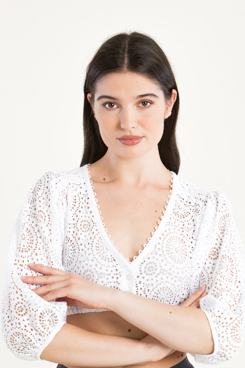 Kinga Mathe Dirndlbluse Kaira weiß Vorderansicht | Kinga Mathe Dirndl Blouse Kaira white front view