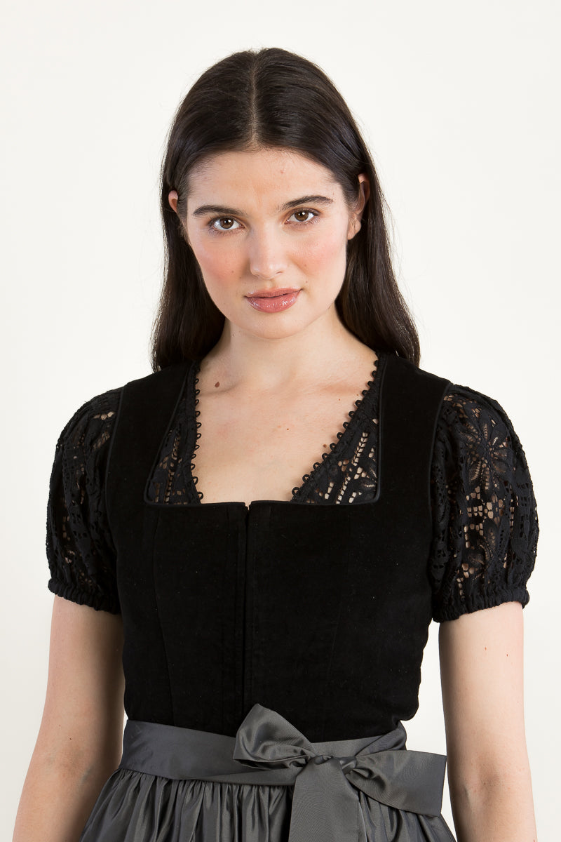 Kinga Mathe Dirndlbluse Kaira schwarz Rückansicht | Kinga Mathe Dirndl Blouse Kaira black back view