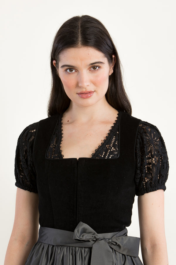 Kinga Mathe Dirndlbluse Kaira schwarz Rückansicht | Kinga Mathe Dirndl Blouse Kaira black back view