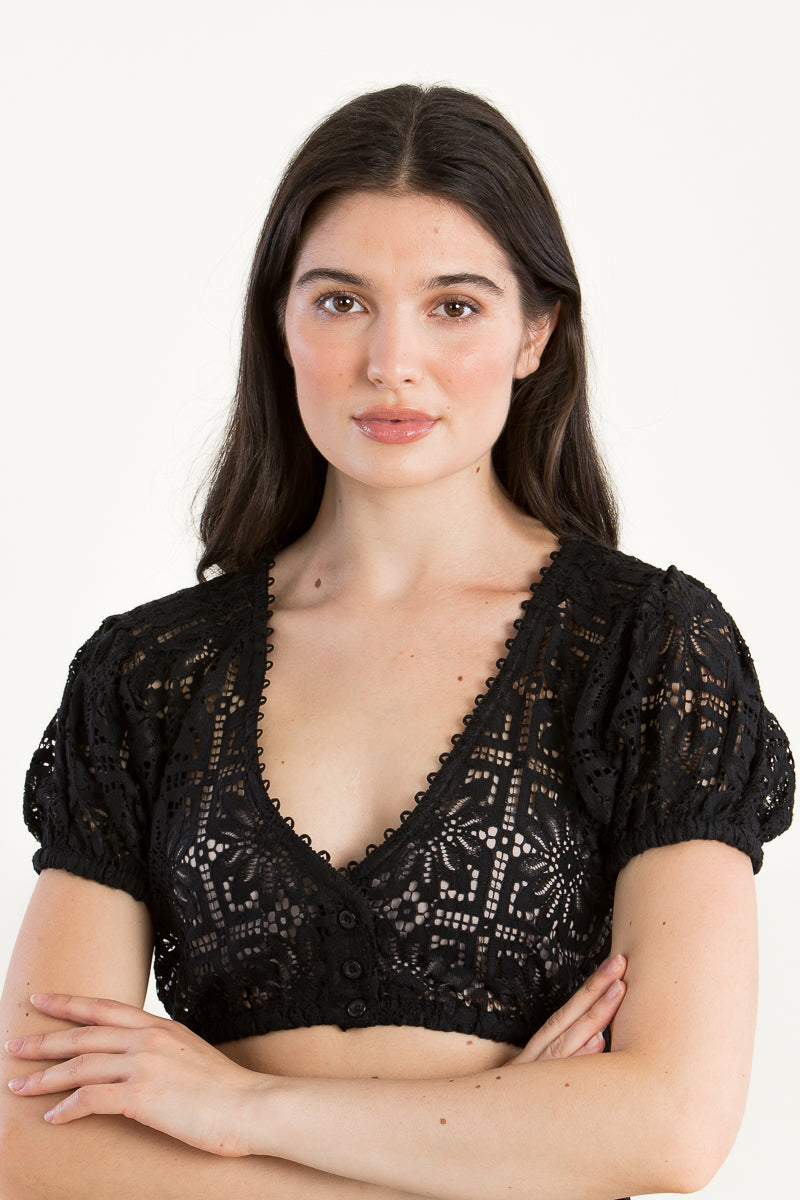 Kinga Mathe Dirndlbluse Kaira schwarz Detail | Kinga Mathe Dirndl Blouse Kaira black detail
